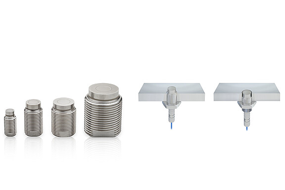 Cylindrical sensors with thread and socket